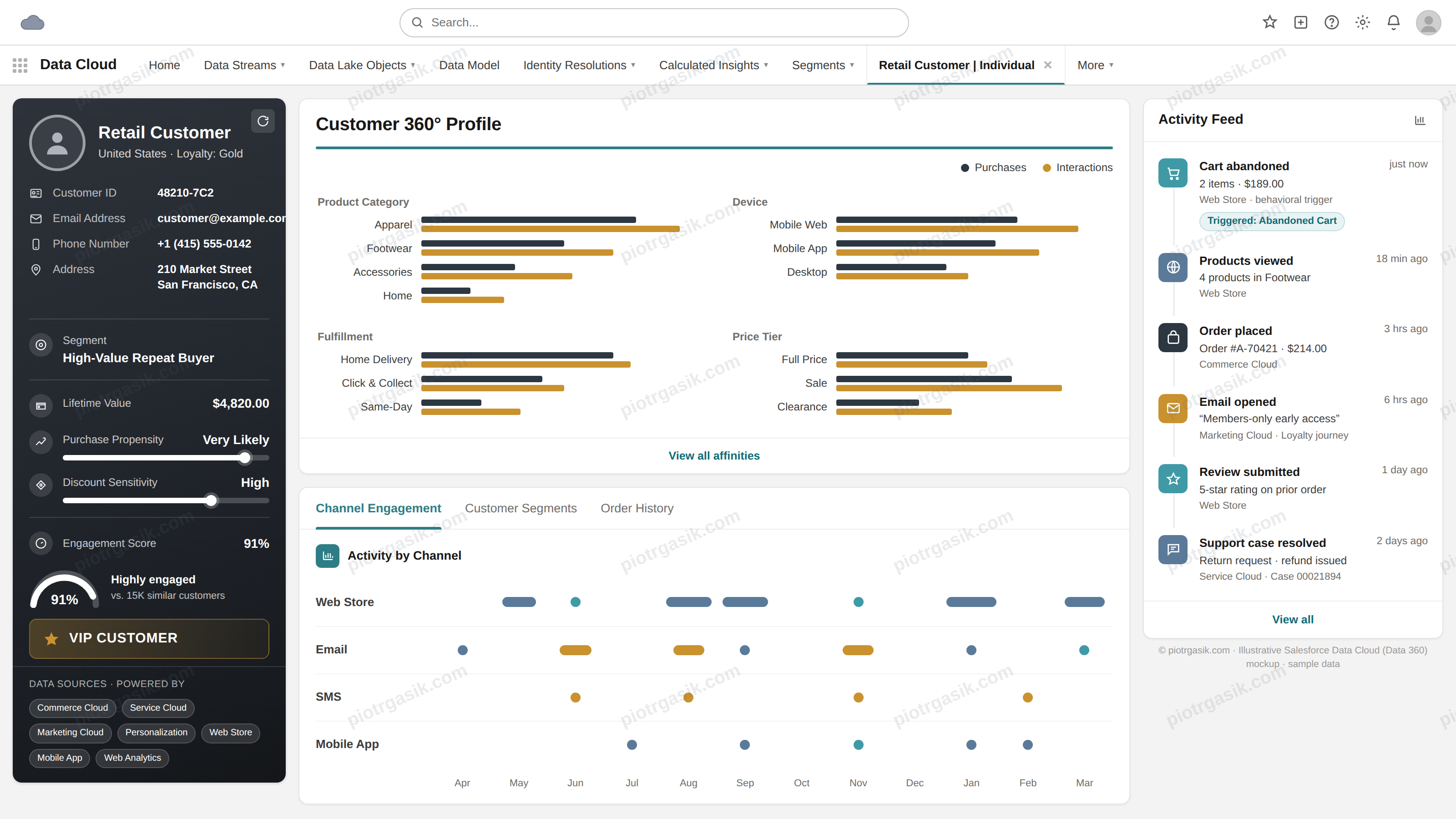Example of Data 360 Unified Profile for Ecommerce